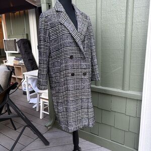 Vici Black and White Plaid Trench Coat